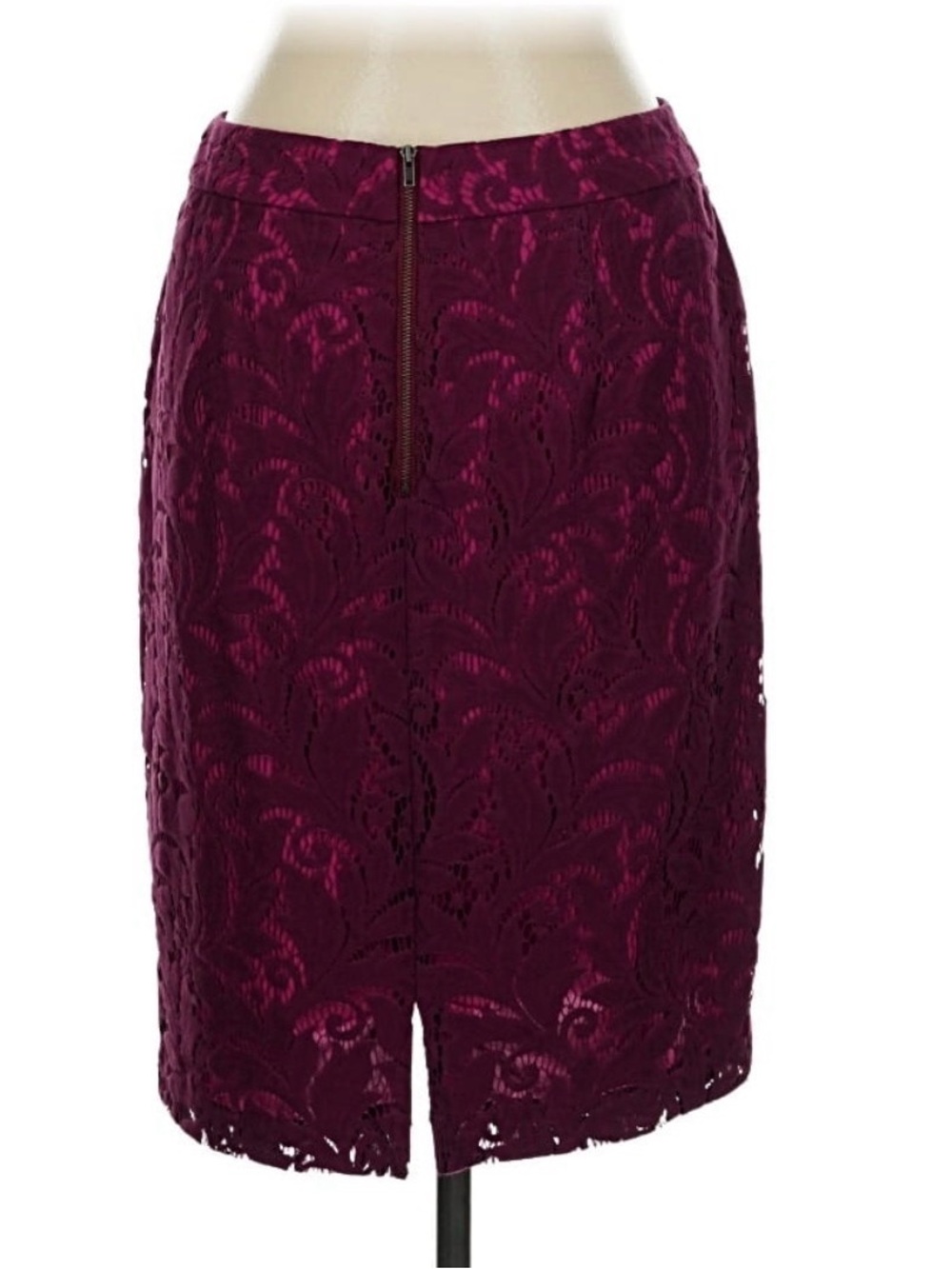 CAbi Burgundy Lace Pencil Skirt - Picture 2 of 7